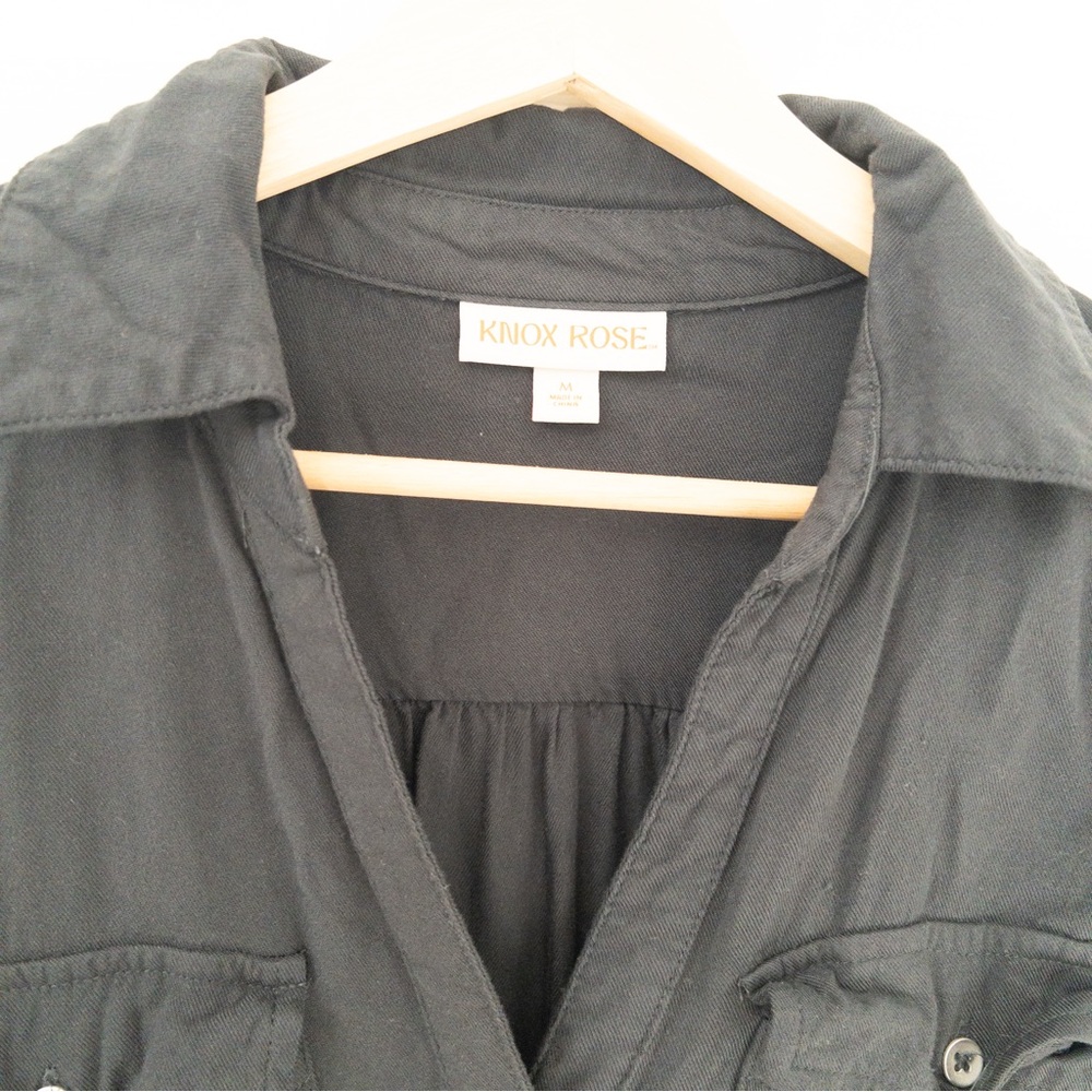 Knox Rose Navy Blue Button-Up Blouse - Picture 3 of 4